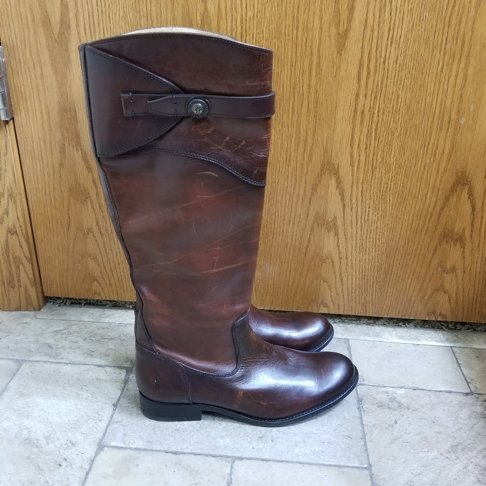 Frye Molly Wine Brown Tall Button Riding Boots 8